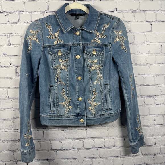 White House Black Market Jackets & Blazers - White House Black Market Embroidered Denim Jacket